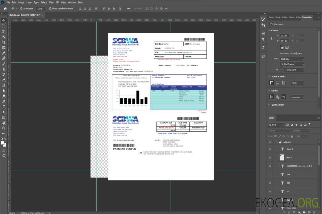 Facture commerciale du service d'eau de la SCBWA, SCR template Facture commerciale du service d'eau de la SCBWA, SCR template